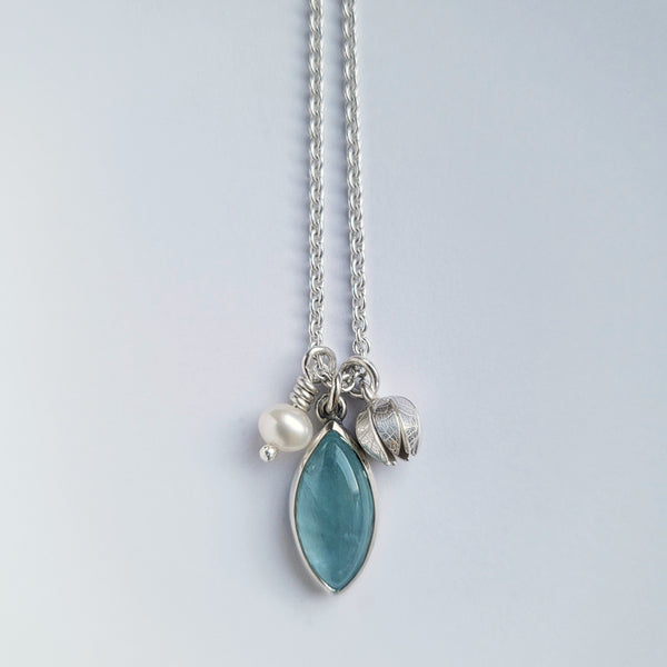 Aquamarine marquise cluster pendant