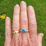 Blue opal offset ring