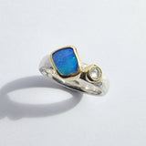 Blue opal offset ring