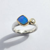 Blue opal offset ring