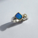 Blue opal offset ring