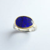 Deep blue australian opal ring