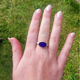 Deep blue australian opal ring