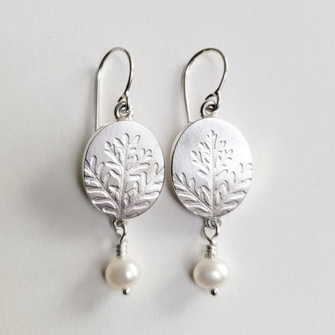 Fern pearl drop earring