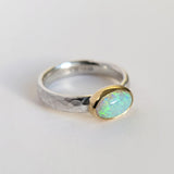 Pale flashy opal ring