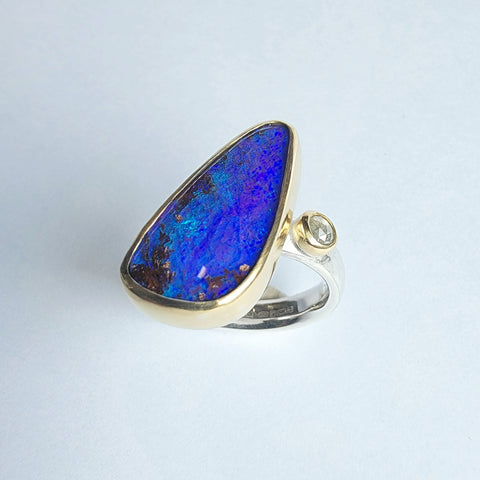 Purple wedge opal ring